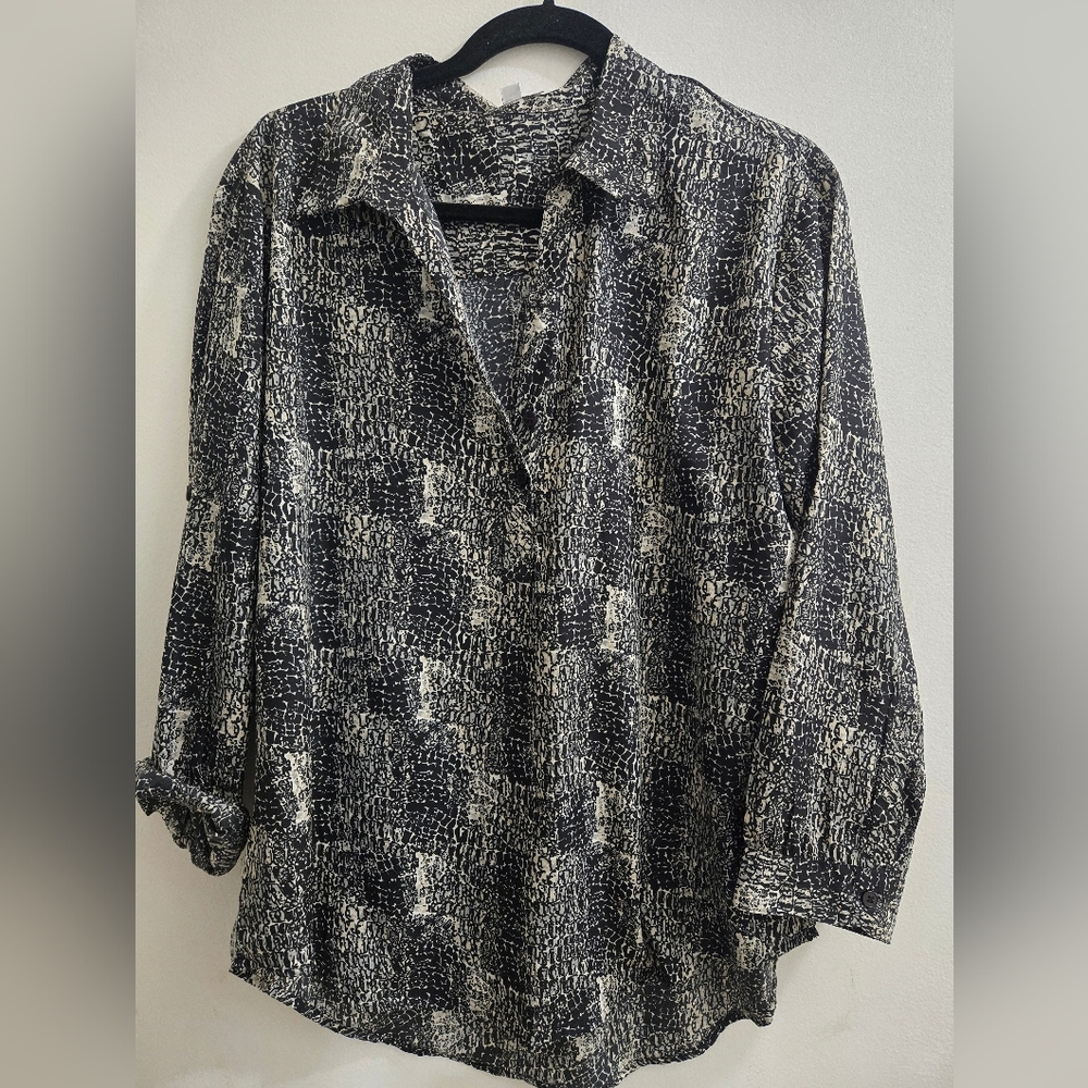 Larsen Gray Womens  Blouse L